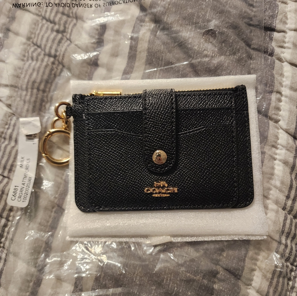 Coach Attachment Card Case Wallet Black